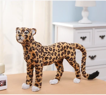 Didelis 22x22cm modeliavimas leopard sunku modelį, plastinė ir kailiai, nuolatinis leopard prop,namų puošybai žaislą dovanų s2280