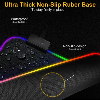 Didelis Kilimėlis RGB Mobiliojo Telefono Sudėtis Skaitmeninio Modelio Klaviatūra Kilimų Mygtukai LED Šviesos 7-spalva Nešiojamas XXL Žaidimų Pelės Mygtukai