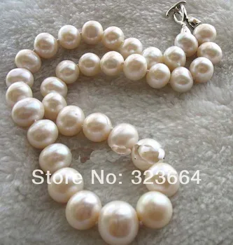 DIDESNĖ! gėlavandenių perlų balta apvali 12-13mm karoliai 18