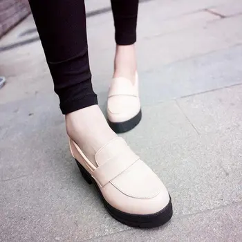 Europos ir Amerikos, didžiosios Britanijos vieną batai moterų mados paprasta stori kulnai plonas seklių sagtis laisvalaikio bateliai