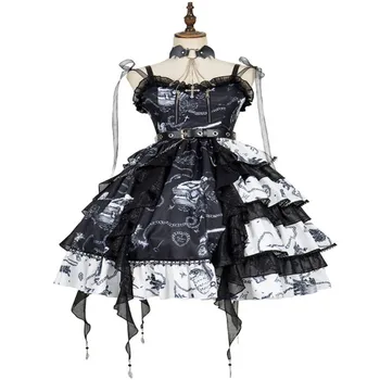 Gothic Lolita JSK Juoda Suknelė Sluoksniuotos Raukiniai Tortas Lolita Dress-Vampyro Dienoraščiai 11