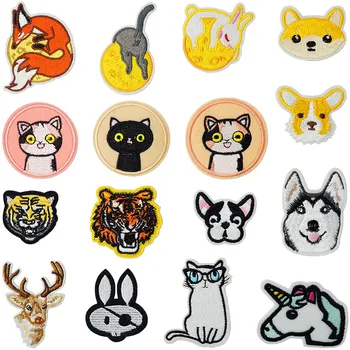 Gyvūnų Kitty Puppy Fox Geležies Pleistrai Siuvimo Siuvinėtos Aplikacijos už Striukė Drabužių, Lipdukų Badge 