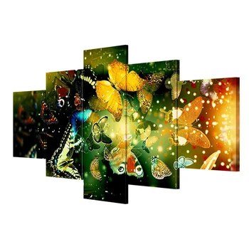 HD Spaudinių Plakatas Sienos Kambarį 5 Plokštės Drugeliai Fireflies Nuotraukų Dekoravimo Namų meno Kūriniai, Drobė Paveikslų, Meno kūrinius