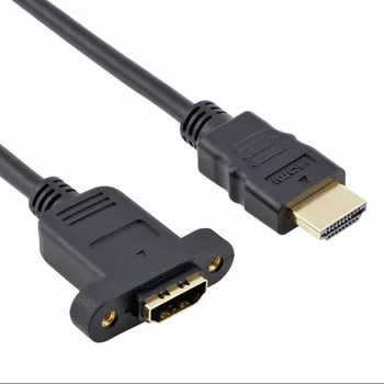 HDMI Kabelis-prailgintojas Didelės Spartos HDMI Vyrų ir Moterų Pratęsimo Laidas HDMI Extender w/ Varžtas Veržlė Panel Mount - paauksuoti