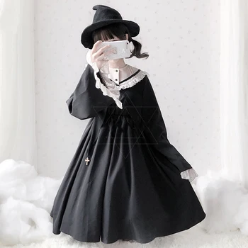 Helovinas Kostiumas Moterų Dark Black Mountain Gotikos Stilius Šiek Tiek Velnias, Ragana Palace Minkštas Girl Lolita Dress