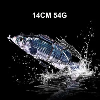 Hengjia 1pcs 15cm 54g Elektros nepastovi žmogus Žvejybos Masalas 4 Segmentas Swimbait USB Įkrovimo Crankbait su LED Šviesa ir Flotacinio