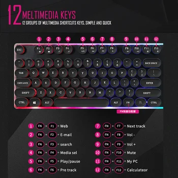 IMice AK-700 Žaidimų Klaviatūra, Garo Punk 104 Klavišai Vaivorykštė Apšvietimu Klaviatūras USB Laidinio Vandeniui Mechaninė Jausmas Žaidimas Klaviatūra