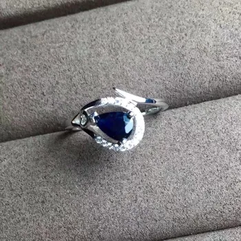 Ištikimybės Gamtinių 5*7 safyras Žiedai s925 sterlingas sidabro žiedas elegantiškas bauda Papuošalai moterims jubiliejų Gamtos mėlynas perlas