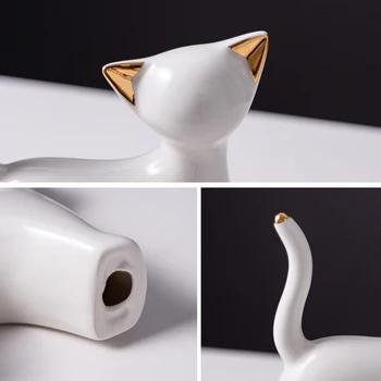 Japonijos Baltos Keramikos Katė ornamentai, Gyvūnų Skulptūros Modelį Šiuolaikinio Namų Dekoro Kambarį vaikų Miegamasis Dekoro Dovanos Statula
