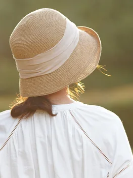 Japonijos paprasta, saulės, skrybėlę moterų laisvalaikio lauko kietas skrybėlę Hepburn stiliaus saulės skrybėlę meno ŠVIESĄ, sulankstomas baseino skrybėlę