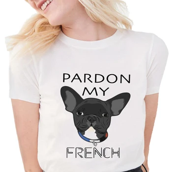 Juokinga, Atleisk mano prancūzų Buldogas T-Shirt Moteris Mielas Gyvūnų Spausdinti sportinius Marškinėlius, O-kaklo Minkštųjų Trumpas Rankovės Atsitiktinis Baltos Viršūnės S1769