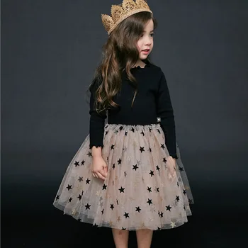 JXYSY Mergaičių Drabužius 2020 Naujas Vasaros Princesė Suknelės ilgomis Rankovėmis Vaikai Suknelė Star akių Šalis, Mergaičių Suknelės, Vaikų Drabužiai 3-8Y