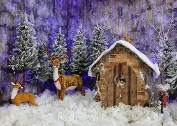 Kalėdų Photophone Pušies Šaka Medžio Namas Dovana Sniegas Medis Fotografijos Backdrops Foto Tapetai Naujųjų Metų Plakatas