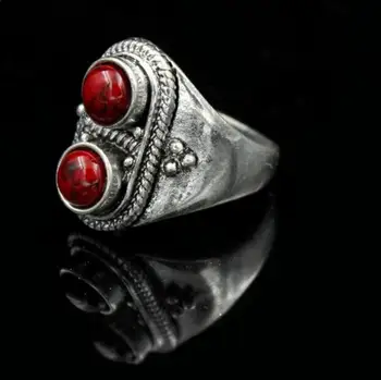 Karšto parduoti new - nemokamas pristatymas Senovės tibeto sidabro žiedai dviejų-keturių akmens TURQUOISEs koralų tuščiaviduriai piršto žiedą
