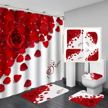 Karšto Valentino Diena Dušo Užuolaidos Europos Stiliaus Spausdinimo Romantiškos Meilės Vonios Užuolaidų Produkto Tiekimą Apdaila