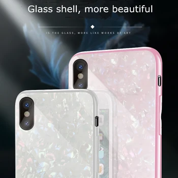 Kerzzil Spindintis Blizgus Svajonė Grūdintas Stiklas Case For iPhone X XR XS Max Minkšto Silikono + Hard Cover For iPhone 7 8 6 6s Plius Atgal