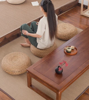 Kinų stiliaus Modernus šiaudelių, austi futonas tatamio pagalvėlė sutirštės rotango apskrito pagalvėlė skirta naudoti namų ūkyje meditacija kilimėlis