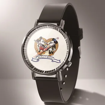 Kobiet zegarka 2020 Naujas Mados Mickey Prekės ženklo Žiūrėti berniukas mergaitė Animaciją Odos Kvarciniai Laikrodžiai berniukas mergaitė mėgstamiausia dovana reloj hombre
