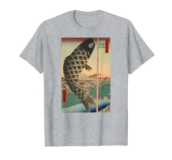 Koi Žuvų Japonų Ukiyo-e Woodblock Meno Marškinėliai