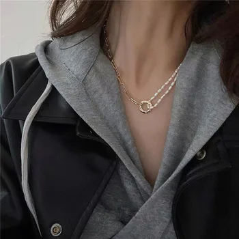 Korėjos dizaino, natūralios nereguliarus perlų vėrinį paprasta temperamentas 2021 naujas raktikaulis grandinės choker