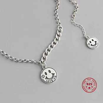 Korėjos Naujas Stilius 925 Sterlingas sidabro Karoliai Paprasta Mados Chic Veiduką Žymeklį, Retro Stiliaus Mados Laukinių Moterų Mados Juvelyrika Dovana