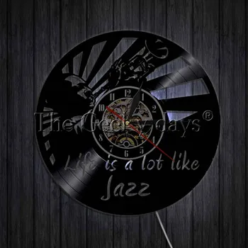 Kūrybos Džiazo Yra Daug, Kaip ir Gyvenimas Vinilo Laikrodis Muzikos Įrašus Derliaus Sieninis Laikrodis Dekoro Džiazo Muzikos Meno pjovimas Lazeriu LED Laikrodis