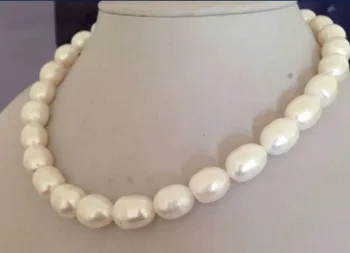 Labai gražus 10-11MM pietų jūros natūralios baltos spalvos perlų vėrinį 20 colių aukso SAGTIMI