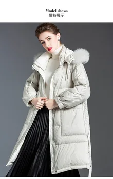 Lady Negabaritinių Žieminiai Pūkų Paltai Moterims Storas Šiltas Žemyn Parkas 2020 Plus Size Prarasti Šiltų Kailinių Apykaklė su Gobtuvu Žemyn Striukė ilgi paltai