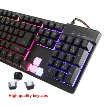 Laidinio Žaidimų Klaviatūra RGB Apšvietimu, Mechaninė Klaviatūra su 104 Keycap Ergonomiška Kompiuterio Klaviatūra, Juoda Office Home PC Gamer