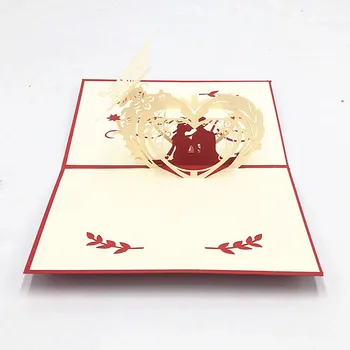 Laimės Meilužis Vestuvių 3D Pop-Up Sveikinimo atviruką, Voką Su Pašto Kortelę 