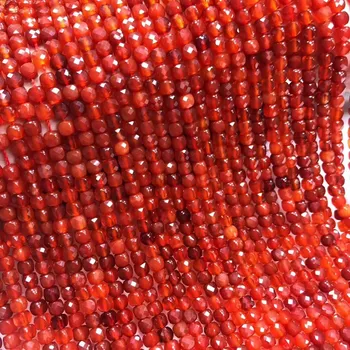 LAISVAS RUTULIUKAI raudonasis agatas briaunotas kvadratinių 4-4.5 mm gamta priėmimo papuošalai karoliai 14inch FPPJ didmeninės