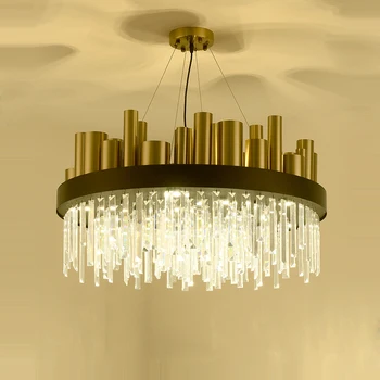 LED Postmodernaus Geležies Crystal Aukso Aiškiai Stačiakampis, Pakabos Šviestuvas Lampen Liustra Apšvietimo LED Lempa, LED Šviesos Fojė