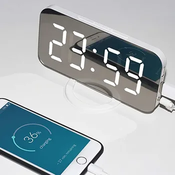 Led Skaitmeninis Laikrodis-Žadintuvas Su Usb Telefono Kroviklis Touch-activited Atidėjimo Namų Deco Reloj Despertador Kambarys Skaitmeninis Laikrodis
