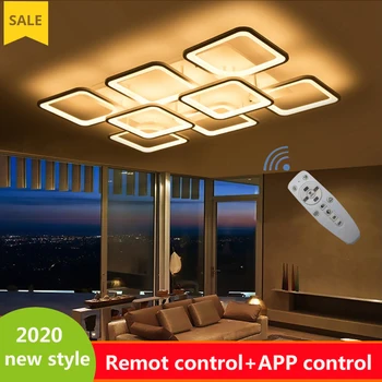 LED šviestuvo gyvenimo kambario, miegamasis šviestuvo šviesa stačiakampio formos akrilo patalpų liustra mobiliojo telefono APP + nuotolinio dimm