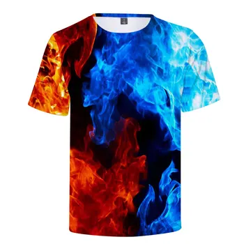 Liepsnos 3D trumpomis Rankovėmis T-Shirt Naujas Mados Kietas Hip-Hop Marškinėliai Topai Vasarą Vyras/Moteris Medvilnės Drabužius, Plius Dydis 4XL