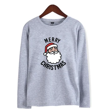 Linksmų Kalėdų ilgomis Rankovėmis Rudenį Negabaritinių marškinėliai Mados Mielos Moterys/vyrai Atsitiktinis 2018 New Style Soft Plus T-shirt