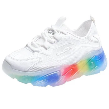 Madingų Moterų batai tėtis batai moterų 2020 m. rudenį naujų rainbow želė apačioje spalvų atitikimo moterų batai platformos sportbačiai kl716