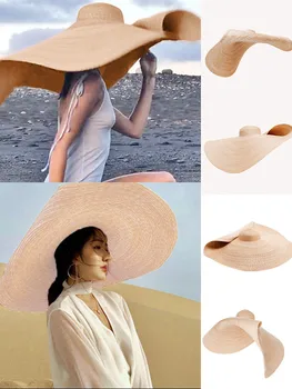 Mados Didelių Saulės Skrybėlę Paplūdimio Anti-UV Apsaugos nuo Saulės, Sulankstomas Šiaudų Dangtelis Dangtelis vyro ir moters vasaros skrybėlę moterų paplūdimio aukštas