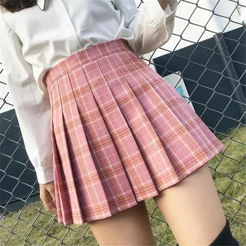 Mados Pledas Vasaros Moterų Sijonas 2021 Naujų Korėjos Aukšto Juosmens Mini Sijonas Studentų School Girls Sexy Cute Plisuotos Šokių Sijonai