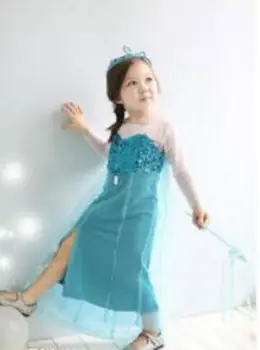Mergina Dress Baby Girl Šalis Suknelė Mėlyna Spalva Princesė Suknelė Princesė Cosplay Mergina Dovanų 5 p/l
