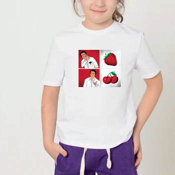 Mergina T-shirt vaikų marškinėliai braškių, vyšnių spausdinimo vasaros atsitiktinis O-kaklo, trumpas rankovėmis drabužius T-shirt mergina viršūnes vaikams drabužių