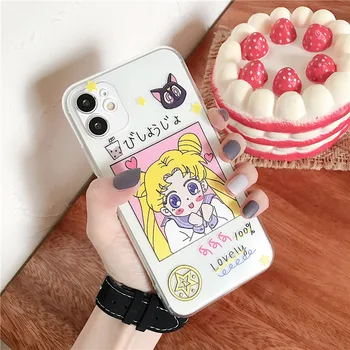 Mielas Sailor Moon Spausdinti Telefono dėklas Skirtas iphone 12 mini Pro 11 Max 7 8 plus SE 2020 Galinį Dangtelį iphone SE 2020 m., Minkštas Aišku Rubisafe