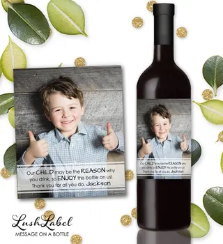 Mokyti Dovana Mūsų Vaikas Gali Būti Priežastis, Dėl Ko Gerti, Todėl Mėgautis Butelį Ant Mūsų Asmeninį Vyno Lipdukas Individualizuoti Foto Etiketės