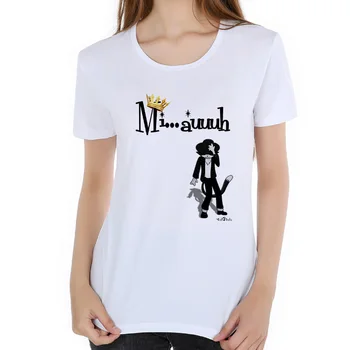Moteris Spausdinti MJ T-shirt Vasaros trumpomis Rankovėmis Atsitiktinis marškinėliai Tees Stalviršiai Pagaminti Paminėti Michael Jackson Marškinėliai L18-71