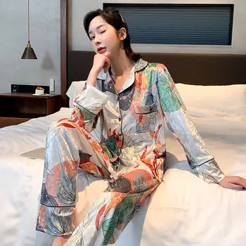 Moterų Ilgas rankovėmis Pižamos Storo Aksomo Kietas Sleepwear korėjos Paprasta Namų Žiemą Dėvėti Atsitiktinis Loungewear Mielas Nėrinių Pižama Komplektas