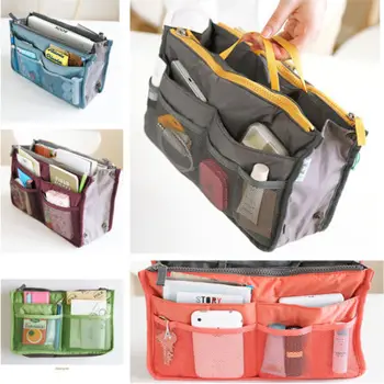 Moterų Kelionės Kosmetikos Krepšys Multi-kišenės, Įdėkite Rankinės, Madingi Užtrauktuku Organizatorius Rankinėje Namų Vonios Įdėklo sudaro Organizuoti