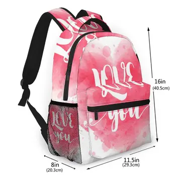 Moterų mados kuprinė vyrų kelionių kuprinė sbag nešiojamas prekybos kelioninis krepšys Akvarelė Širdies, Su Meile Jums Valentino Dieną