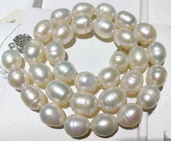 Moterų Papuošalai gamtos perlas 10mm baltos, ovalios, apvalios perlas karoliai karoliukai gėlių užsegimas nekilnojamojo Natūralių gėlavandenių perlų dovana 17