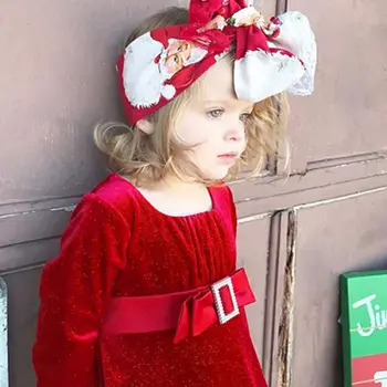 Nauja Kalėdos Bamblys Vaikų Mergaičių Kalėdų Aksomo Santa ilgomis Rankovėmis Dryžuotas Princesė Suknelės Komplektus Drabužių 6M-5Y