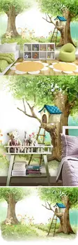 Naujas Custom 3D Didelės Freskos Tapetai Pradinį mielas animacinių filmų medžio vaikų kambarys, TV Foną gyvenimo Miegamasis